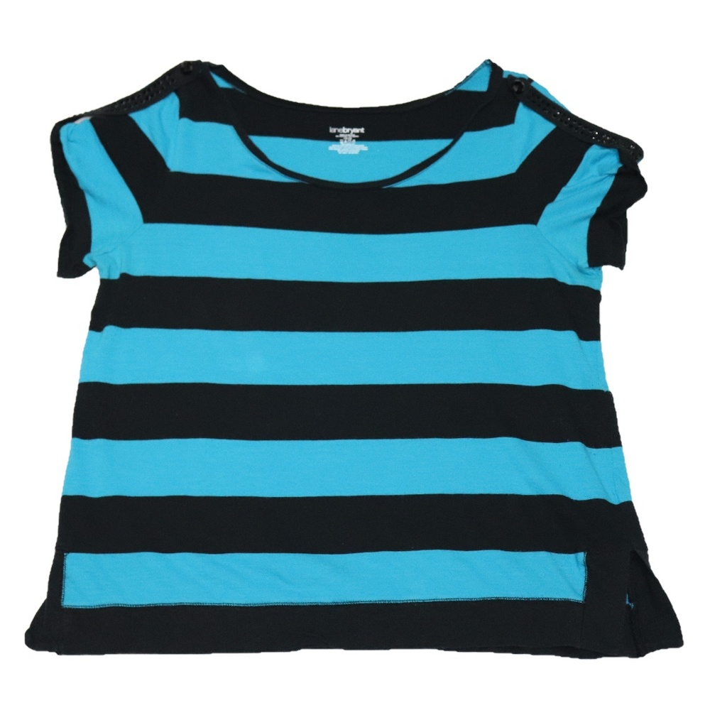 Lane Bryant Boat Neck Top Turquoise & Black 14/16